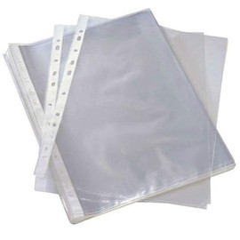 KAV- HIGH/HEAVY Quality A4 Clear Plastic clear stripe Punched Punch Pockets 55 Micron for Folders Filing Wallets Sleeves (100)
