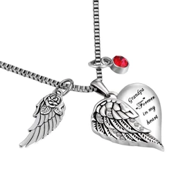 Forever in my heart with 12 Birthstones Cremation Jewelry Keepsake Memorial Urn Necklace, Metal