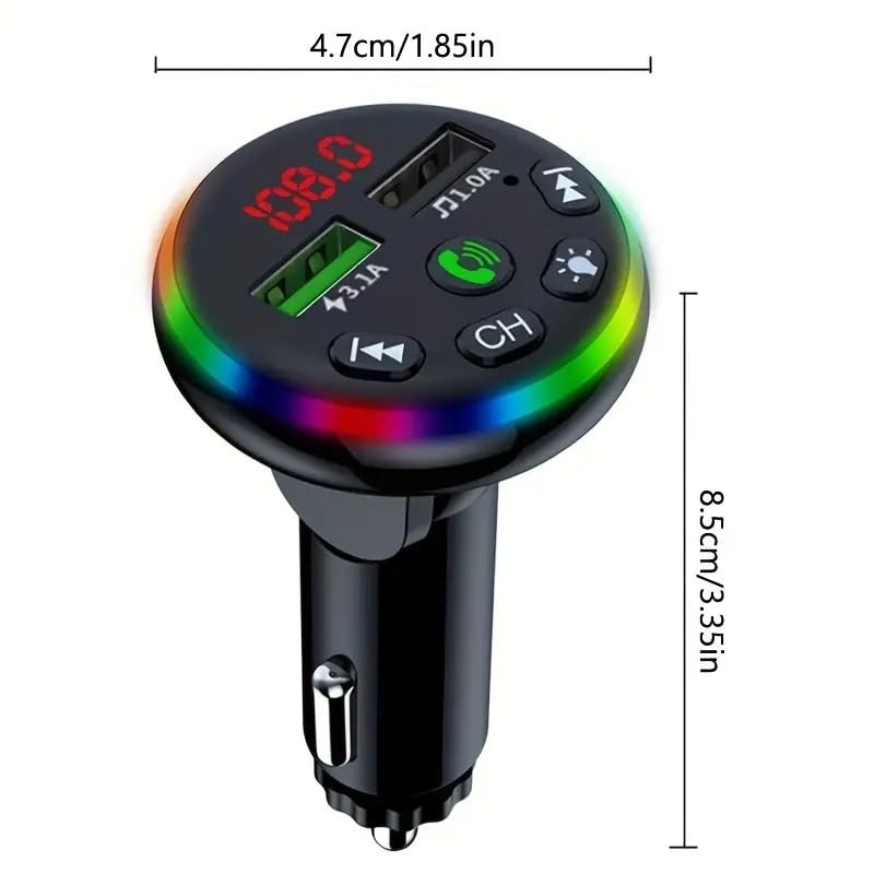 FM Transmitter BT, Dual USB Phone Charger with Bluetooth, Handsfree