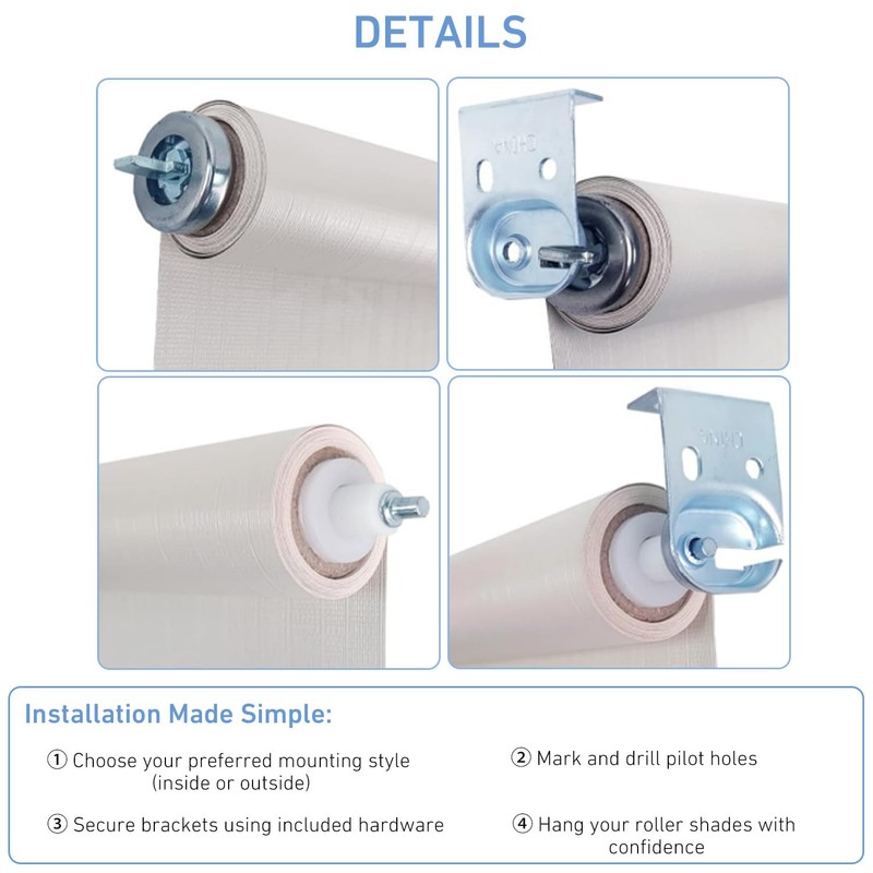 Spring Roller Shade Brackets for 1" Cardboard Roller Shades- Inside/Outside