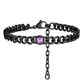 Foot Ankle Jewelry For Women Curb Link Bracelet June Birthstone Stainless Steel Black Anklet