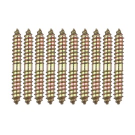 HALJIA Pack of 10 M8 x 60 mm Both Ends Wood to Wood Screws Thread Screws for Furniture Fixing Dowels