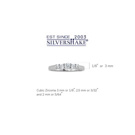 Silvershake 5-Stone Extra Petite Round Shape Cubic Zirconia White Gold Plated 925 Sterling Silver Minimalist Stackable Ring April Gemstone Birthstone Jewelry for Women Size 7
