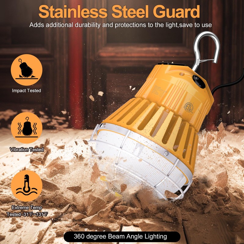 LED Construction Lights, Adjustable 60W/48W/36W Work Lights 5700K/5000K/4500K, AC100-277V -
