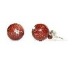 CHICNET Stud Earrings Sandstone Brown Glitter Pearl Glitter Stone White