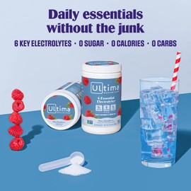 Ultima Replenisher Daily Electrolyte Powder Drink Mix – Sugar Free – Blue Raspberry, 90 Servings – Hydration Powder with 6 Electrolytes and Minerals – Keto Friendly, Vegan, Non-GMO