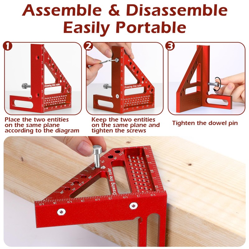 Aiwons 3D Multi-Angle Measuring Ruler -Precision Woodworking 3D Square Protractor