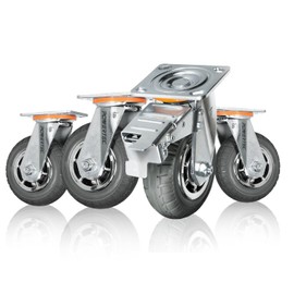 POWERTEC 6" Heavy Duty Caster Wheels Set of 4-2 with Dual Locking Brakes - All Terrain Non-Pneumatic Tire, Industrial Grade - Castor Wheels Ideal for Heavy Equipment, Cart, Dolly & Toolbox (17218)