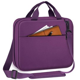 FINPAC Large Carrying Bag for Bible/Church Study Book with Detachable Shoulder Strap & Zippered Pockets -  Large Capacity Bible Case for Men and Women - Color: Purple