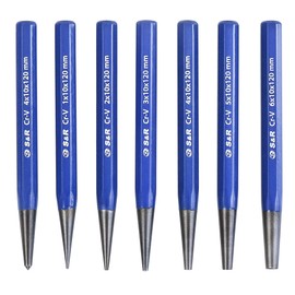 S&R Center + Drift Punch Set - Includes Center Punch (4mm) and 6 Drift Punches (1/2/3/4/5/6mm) in Practical Storage Box
