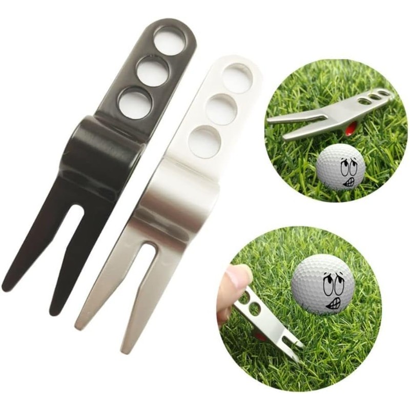 Hehglng 1Pc Silver Golf Ball Fork Pivot Divot Repair Tool