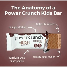 Power Crunch Kids High Protein Snack Bars, Chocolate Lava Flavor, 5 Ct Box, 1.13