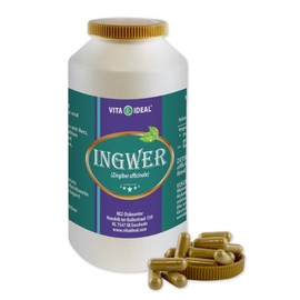 VitaIdeal ® Ingwer 180 Kapseln - Zingiber officinale - Tagesportion 900mg Ingwerwurzel reines Pulver von NEZ-Diskounter