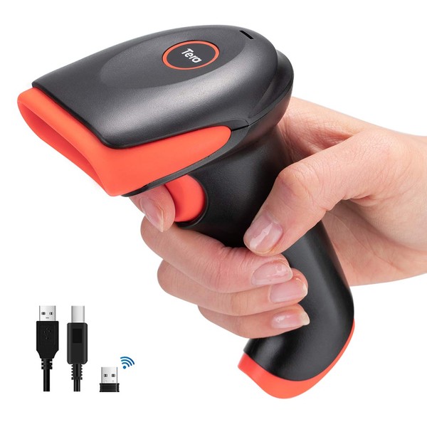 Tera HW0002 Barcode Reader, Wireless Bluetooth USB QR Cord, 1-Dimensional,