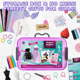 AGENTLAN Fashion Designer Kits for Girls with Mannequins-Kids Sewing Kits,Girls Fashion Design Gift,Arts and Crafts Kit,Girl Craft Activities Age 6 7 8 9 10 11 12