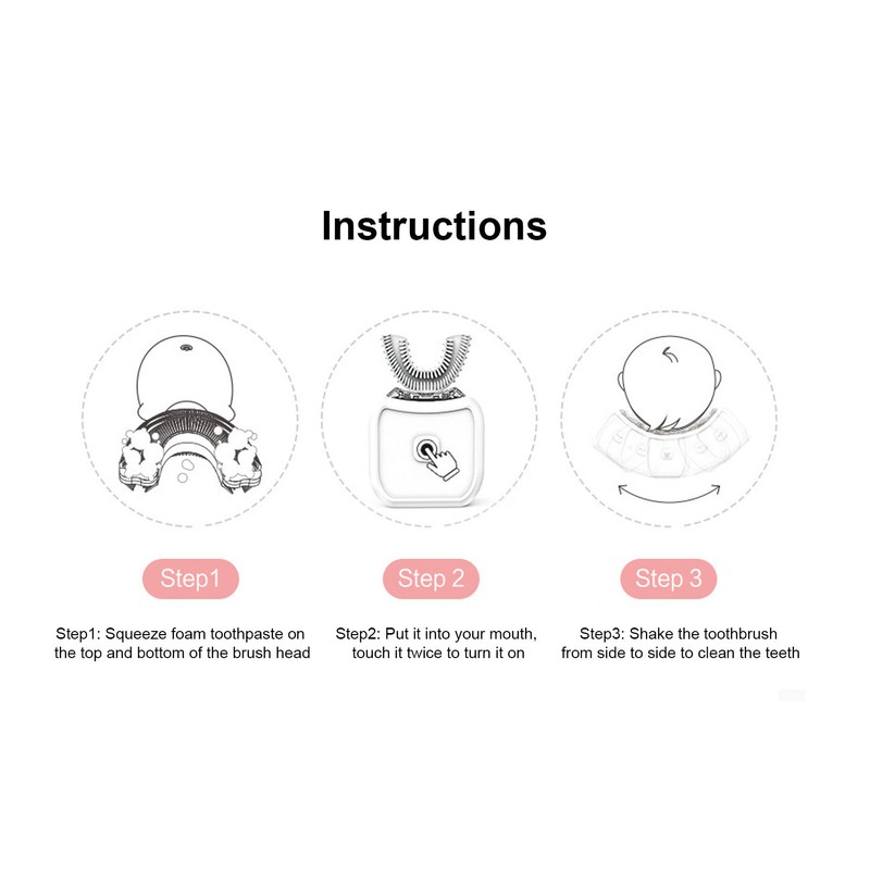 Kids U Shaped Toothbrush 5 Modes Waterproof Electric Sonicare 360