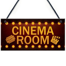 RED OCEAN Cinema Room Home Theatre Gift For Mum Dad Man Cave Den Family Room Wall Plaque Gift