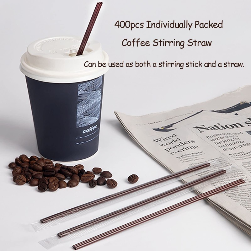Coffee Stirrers Sticks Individually Wrapped 6.7in / 400pcs, Disposable Coffee
