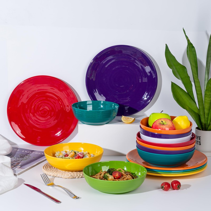 ZAINCA Melamine Dinner Plates, Round Plates,Shatter Resistant, 11 inch, set