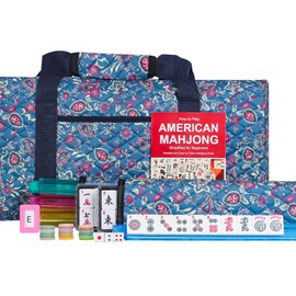 Jongyance American Mahjong Set, Mah jongg Game Set, 166 Tiles with Blue and Red Bag, 4 All-in-One Rack/Pushers, MaJongg Set (Mah Jongg, Majiang, Ma Jong)