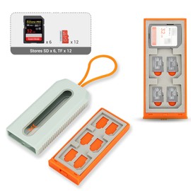 JJC Pull-Out Memory Card Storage Card Case Holder for SD/SDHC/SDXC * 6 + MSD/Micro SD/MicroSD/TF Card * 12, Compact and Portable