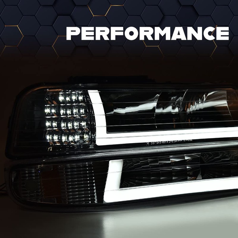 PIT66 LED Headlight Assembly Compatible with 99-02 Chevy Silverado 1500