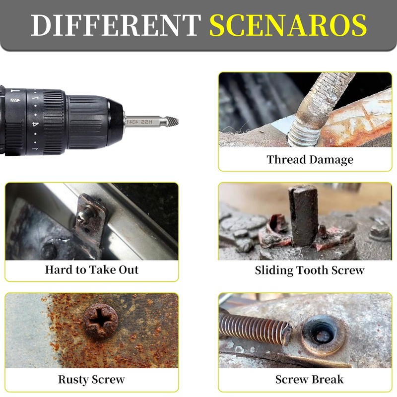 Varlldibao Gift for Man-10 PCS Damaged Screw Extractor Set,6 PCS
