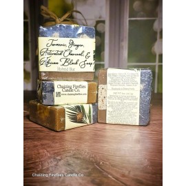 Chaizing Fireflies Candle Co. Turmeric, Ginger, Activated Charcoal, & African Black Soap Hybrid Bar