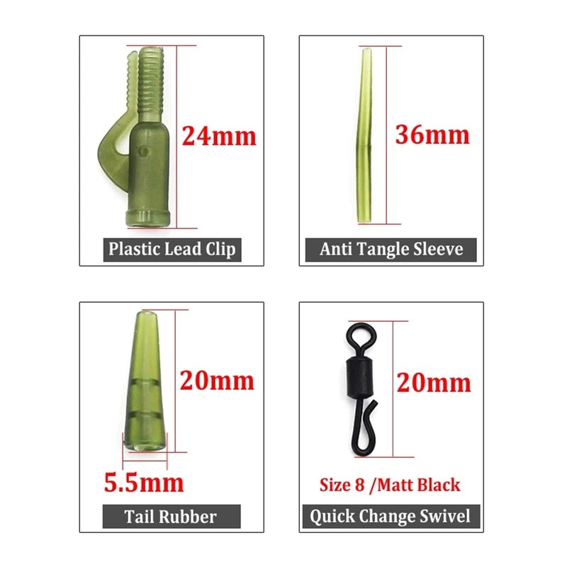 Elionless 40 Pcs Carp Fishing Kit, Anti Tangle Sleeves Tail