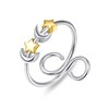 Moonstone/Heart/moon and star Ring925 Sterling Sliver Open Adjustable Beads Rotate