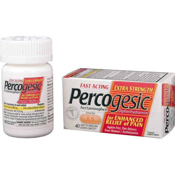 Percogesic Percogesic Fast Acting Extra Strength Pain Relief Caplets, 40 caplets (Pack of 3)