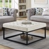 24KF Middle Century Upholstered Tufted Coffee Table with Linen Padded