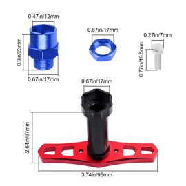 Hobbypark 12mm to 17mm Wheel Hex Hub Adapter Extension Conversion Offset for 1/10 RC Cars Trucks Off Road Buggy Upgrade 1/8 Tires (with Navy Blue Adapter)