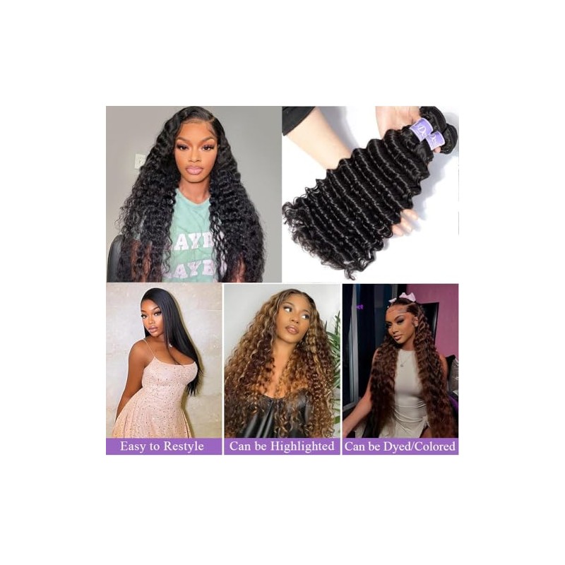 Extensiones de cabello humano con ondas profundas, 12A, cabello virgen