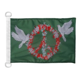 AZ FLAG - Boat Flag Peac and Love Dove - 45 x 30 cm - Outdoor Use - Peace and Love Dove Boat Flag Made of Knitted Polyester with Plastic Rings