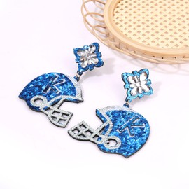 Football Earrings for Women Game Day Glitter Football Helmet Dangle Earrings Football Team Spirit Sports Earrings Jewelry Gift for Football Mom Fans, Leather, No Gemstone