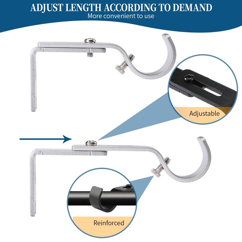 Anndason Heavy Duty Adjustable Curtain Rod Brackets - Holders for