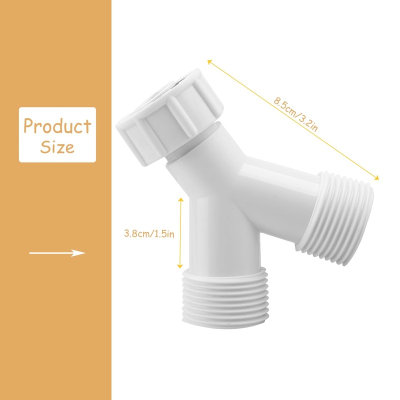 Rumyve Plastic Y Splitter,BSP Hose Y-Piece Splitter Connector,3/4 Inch Plastic