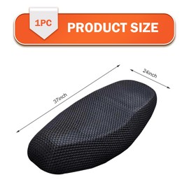 Opuweiy Motorcycle Seat Cover, Anti-Slip Cushion, Insulated and Breathable Honeycomb Mesh, Moped Seat Cover, 37.4x23.6In (Black)