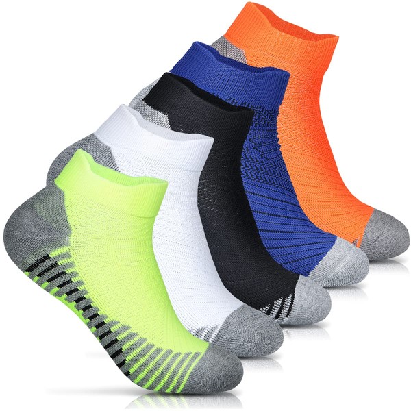 BALLOT Men's Sports Socks, Arch Support, Thick, Pack of 5, 5 colors