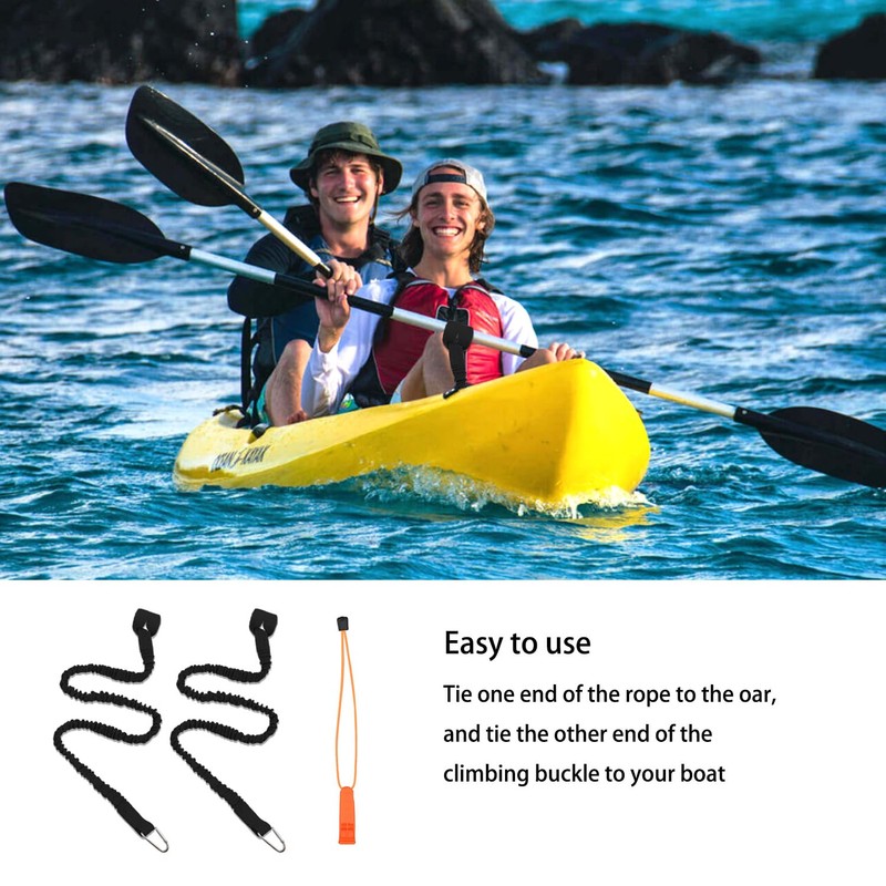 ATBUSS 2 Black Kayak Paddle Ropes, 2 Hooks, 1 Orange