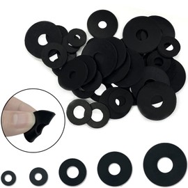 RonJea 200 Pcs Flat Rubber Washers Assortment Kit: Black Rubber Flat Washer for Bolts/Faucets/Screws/Garden Hose/Plumbing, 5 Sizes