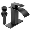 Fransiton Black Waterfall Bathroom Faucet Lavatory Single Handle 1 or