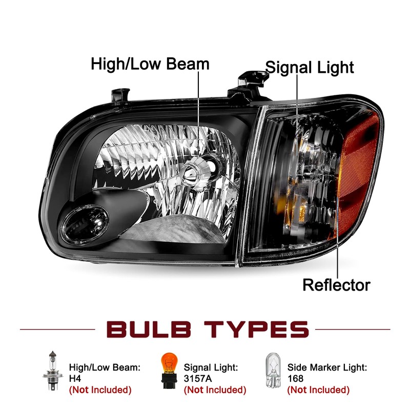 JSBOYAT Headlight Assembly for 2005-2006 Tundra Double/Crew Cab, 2005-2007 Sequoia