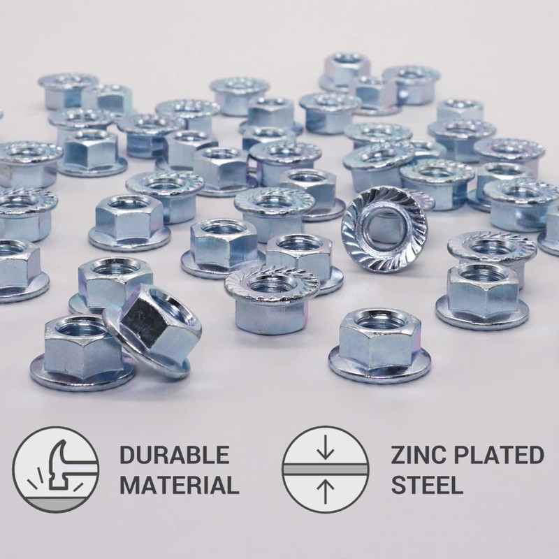 SKIR'CO (50 pcs) Hex Nuts M10, Serrated Flange Hex Nut,