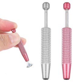 2 Pcs Piercing Ball Grabber, Piercing Pen, Mini Grabber Pen Stainless Steel 4 Prongs, Claw Tweezers Piercing Ball Holder for Jewelry Craft, Piercing Ball Holder, (Pink, Silver)