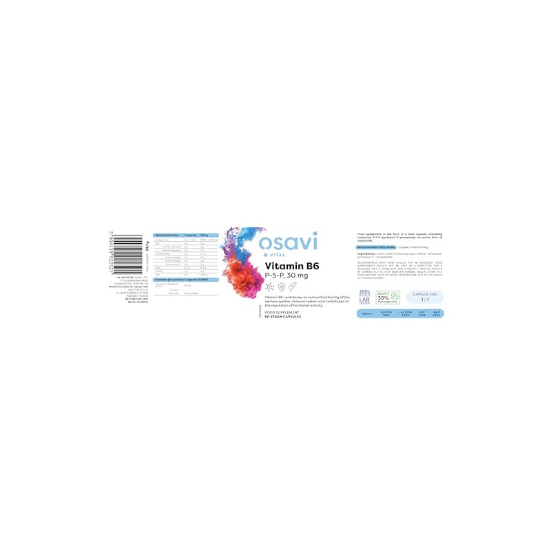 Osavi Vitamin B6 - P-5-P, 30mg - 60 Vegan caps