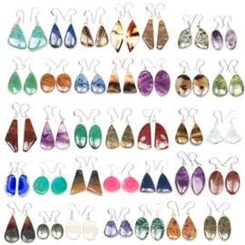 Silver Carats Gemstone Earrings Set for Women - Drop & Dangle Earrings (10 Pairs)