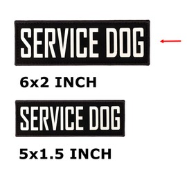 2 Pieces Black White Patches with Hook Backing for Service Animal Vests, Harnesses (Service Dog, 6X2 INCH)