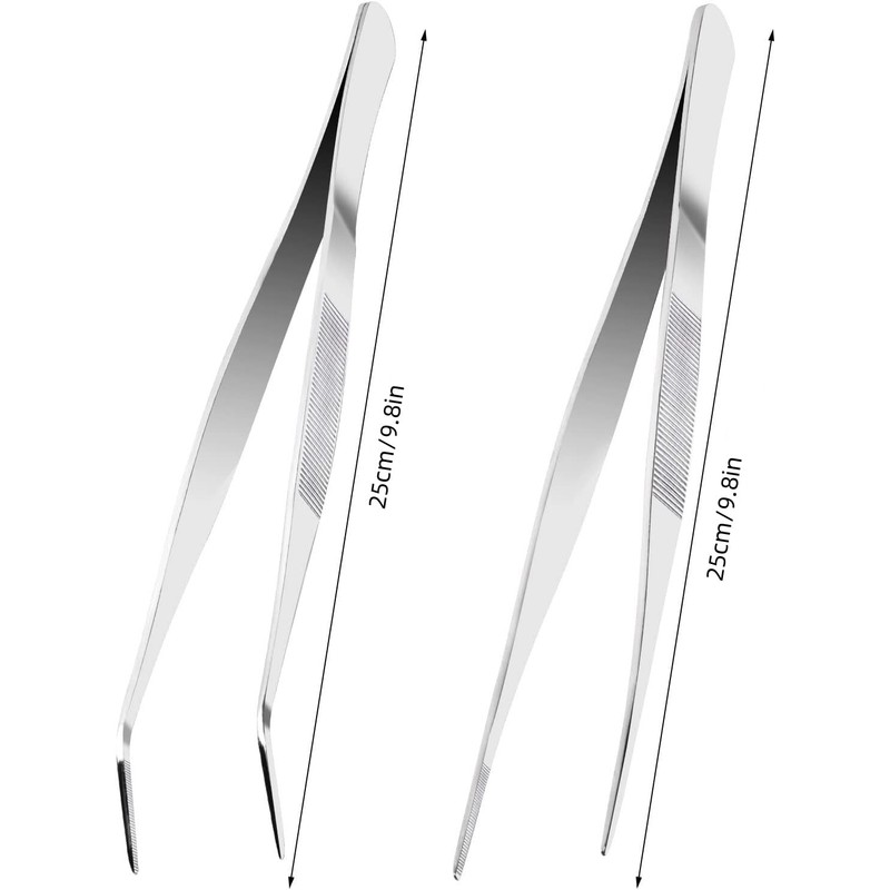 2Pcs Straight and Curved Tip Tweezers Anti-Static Tweezers Sewing Machine